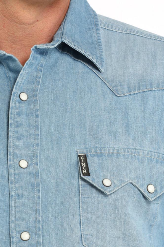 SALE Cinch® Men's L/S Light Wash Denim Modern Fit Snap Shirt Product Image