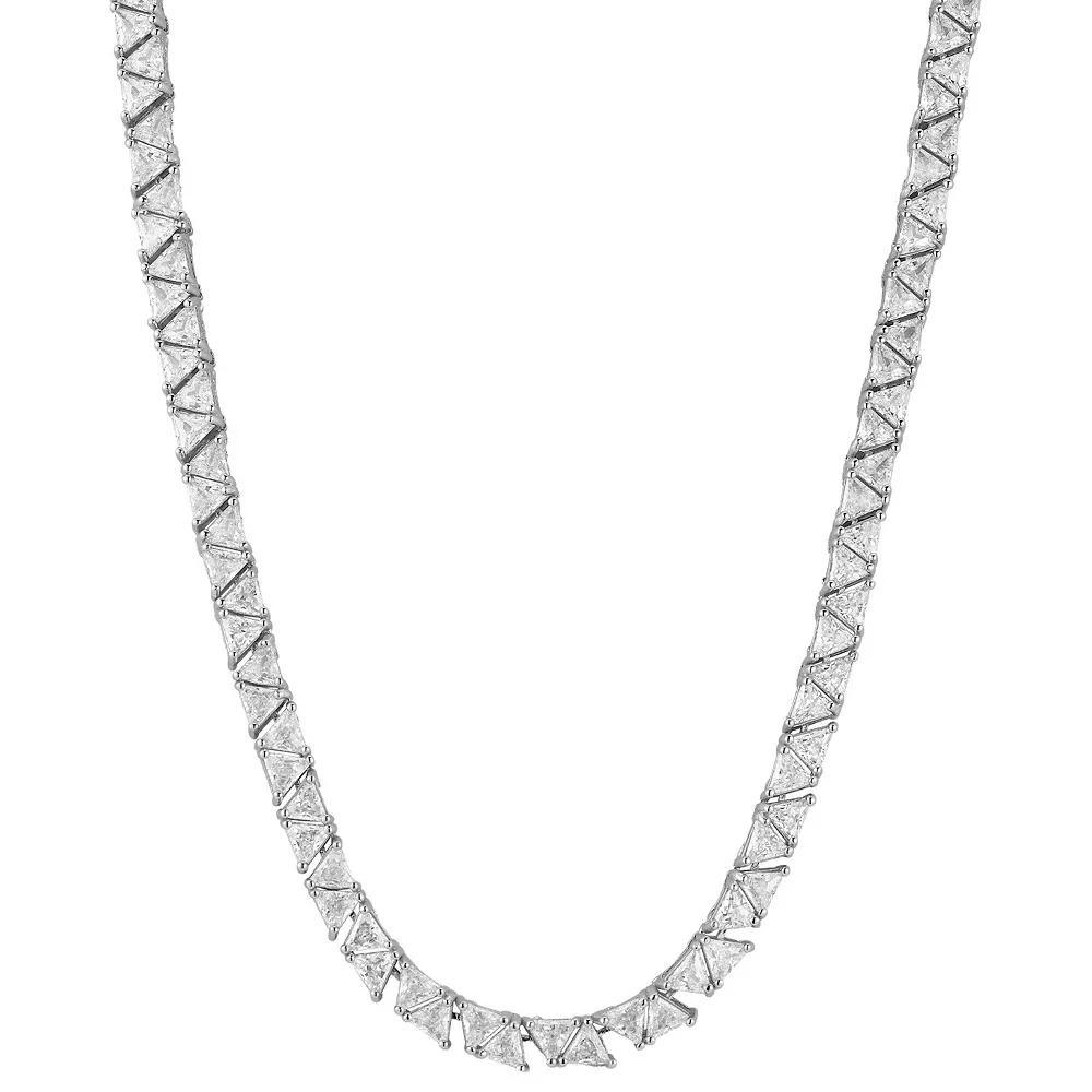 WINX Cubic Zirconia Triangular Gem Tennis Necklace, Women's, Size: 16", Silver Tone Product Image