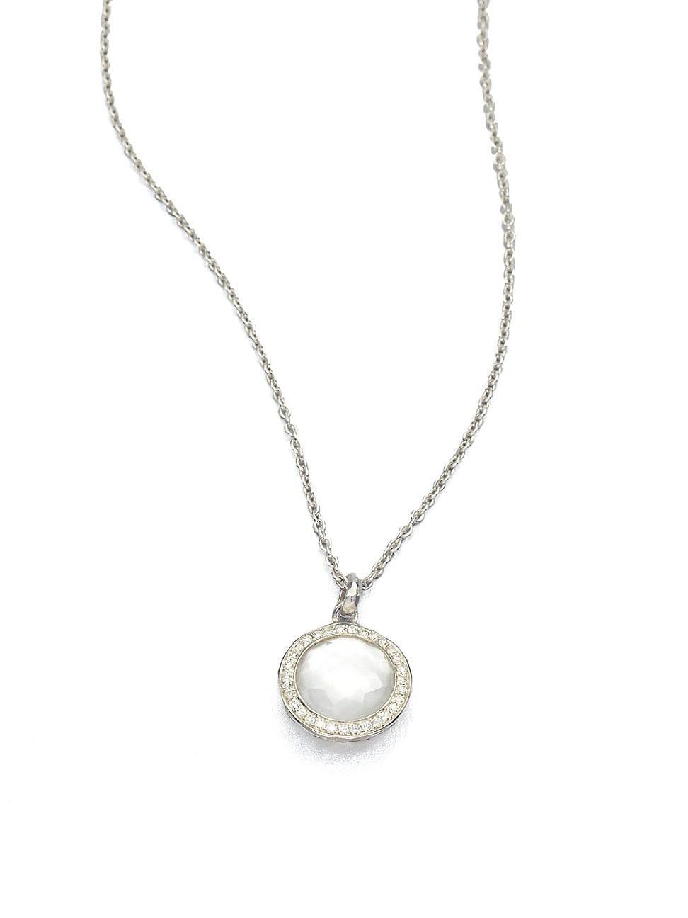 Mini Pendant Necklace in Sterling Silver with Diamonds Product Image