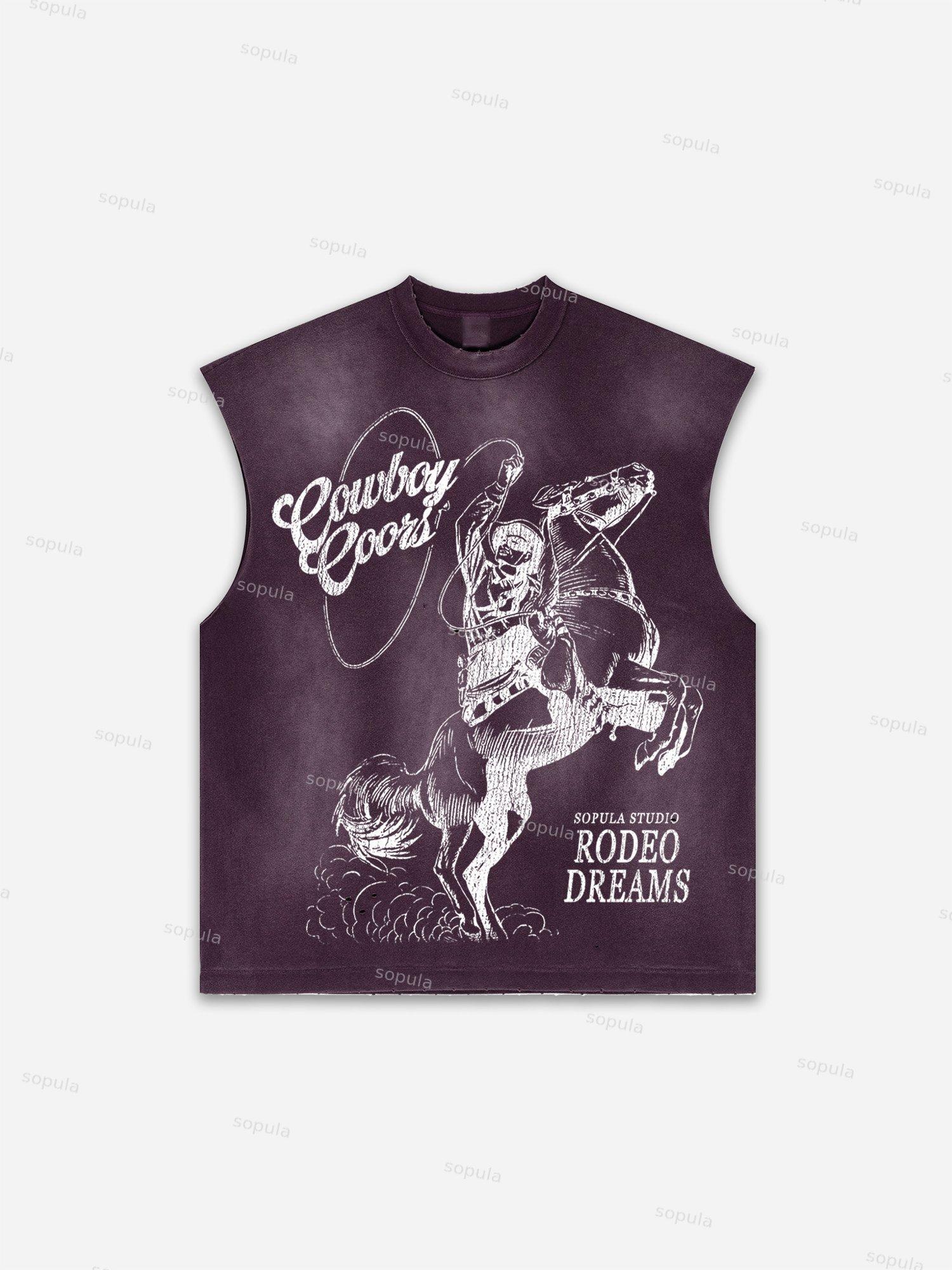 Men's Washed Cowboy Rodeo Abstract Graphic Tank Top Product Image