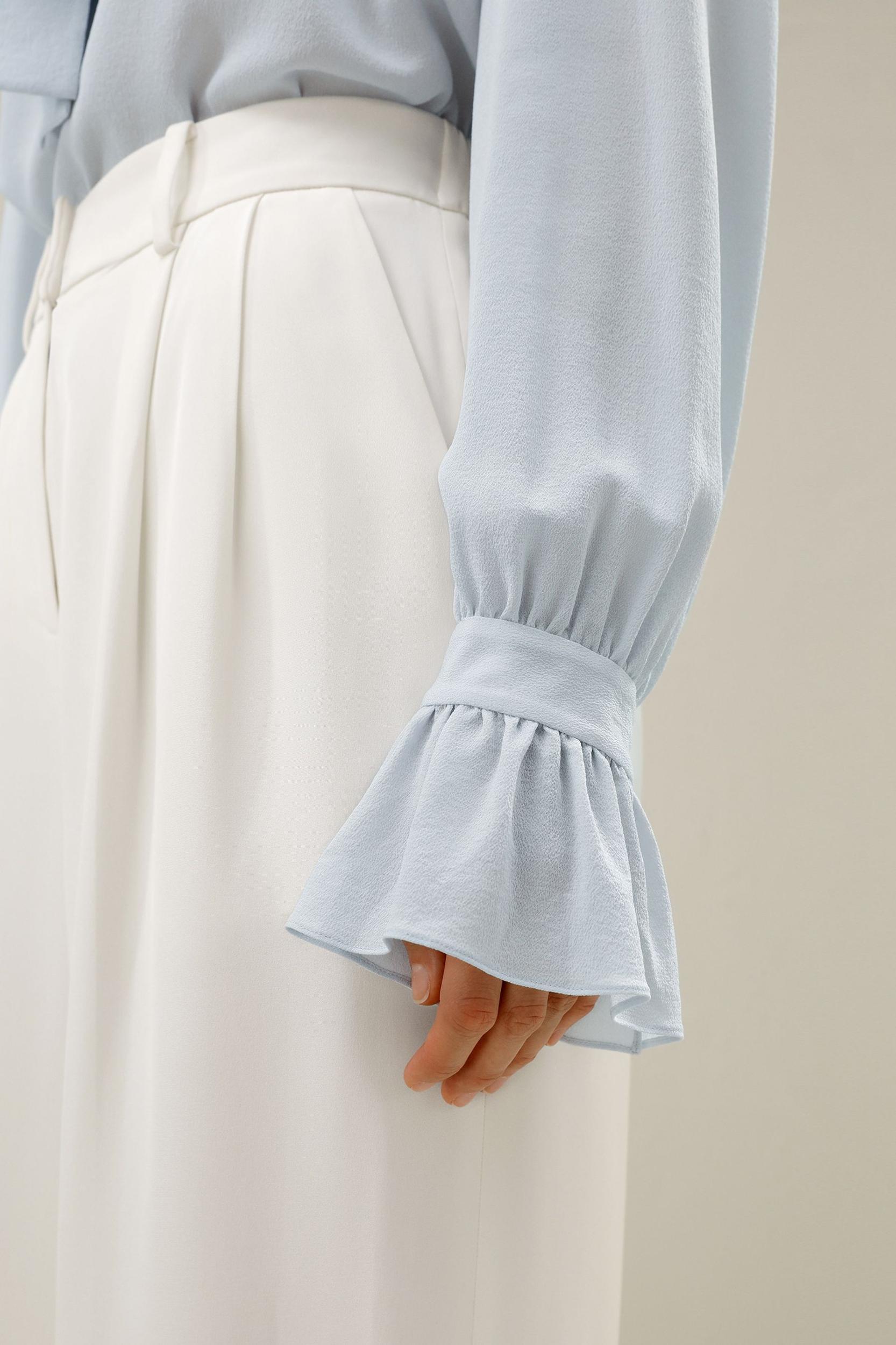 Silk V-neck Ribbon Blouse Product Image