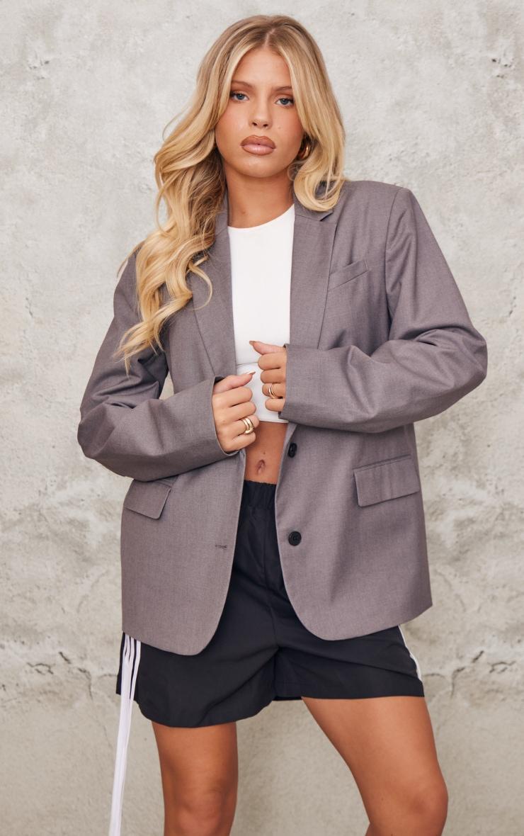 Charcoal Single Breasted Seam Detail Blazer Product Image