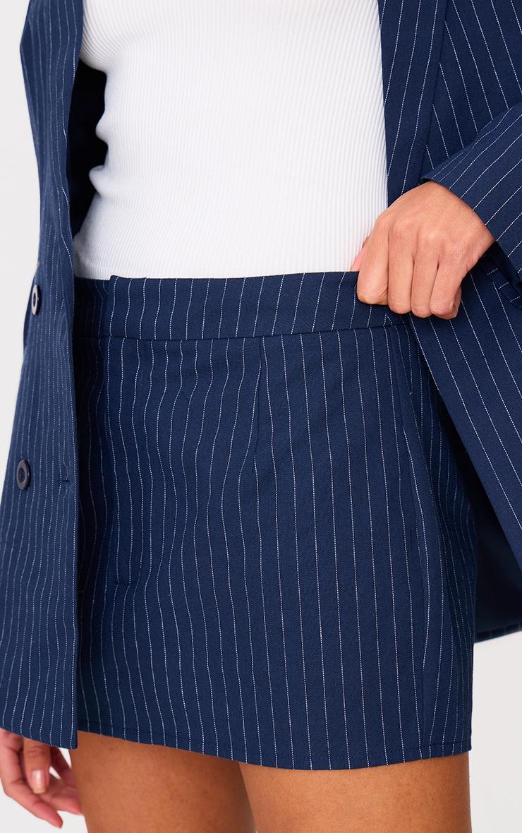 Navy Woven Stripe Mini Skirt Product Image