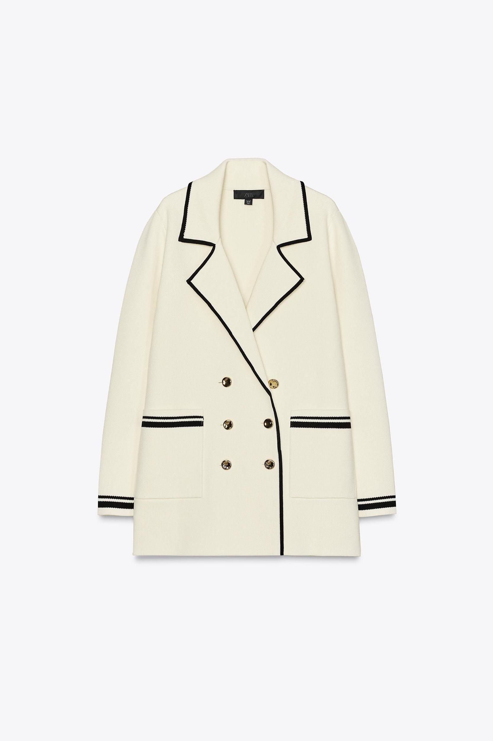 DOUBLE-BREASTED KNIT BLAZER JACKET Product Image