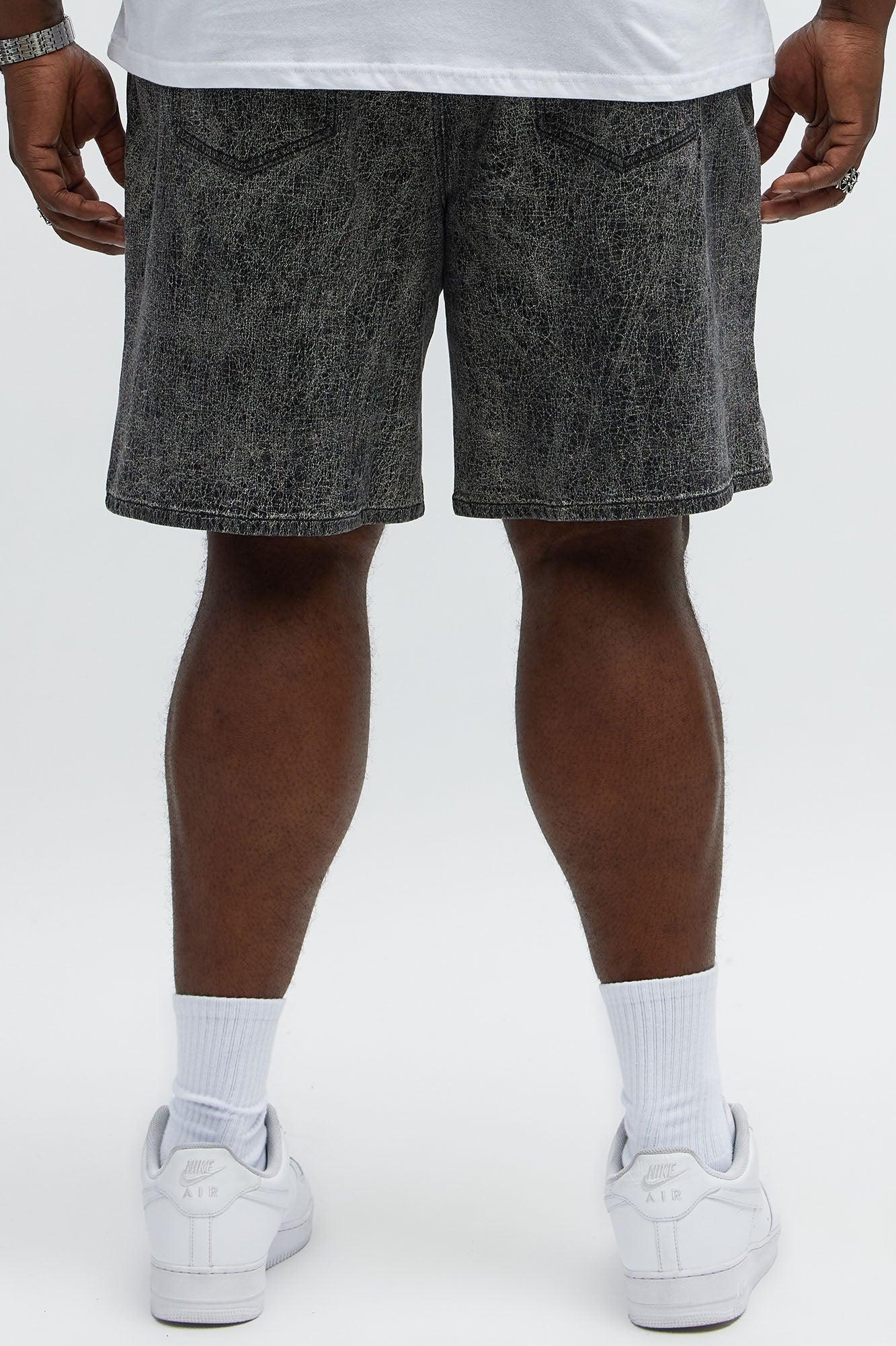 Relaxed Crack The Code Denim Shorts - Grey Product Image