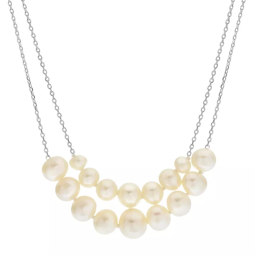 PearLustre by Imperial Sterling Silver Freshwater Cultured Pearl Double Strand Necklace, Womens Product Image