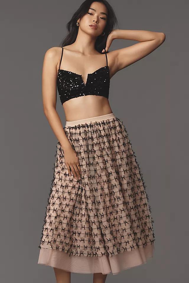 Maeve All-Over Bow Tulle Midi Skirt Product Image