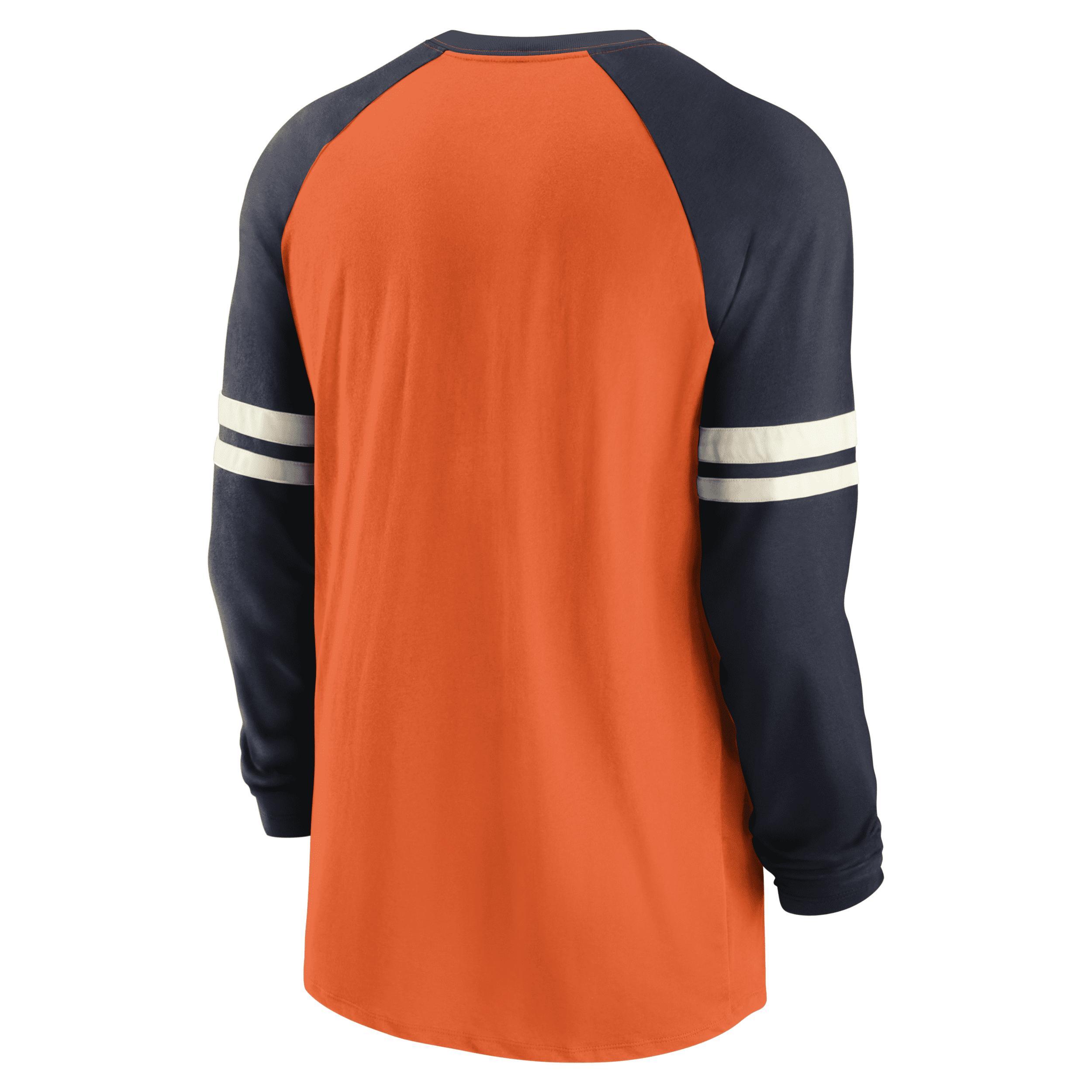 Mens Nike /Navy Chicago Bears Throwback Raglan Long Sleeve T-Shirt Product Image