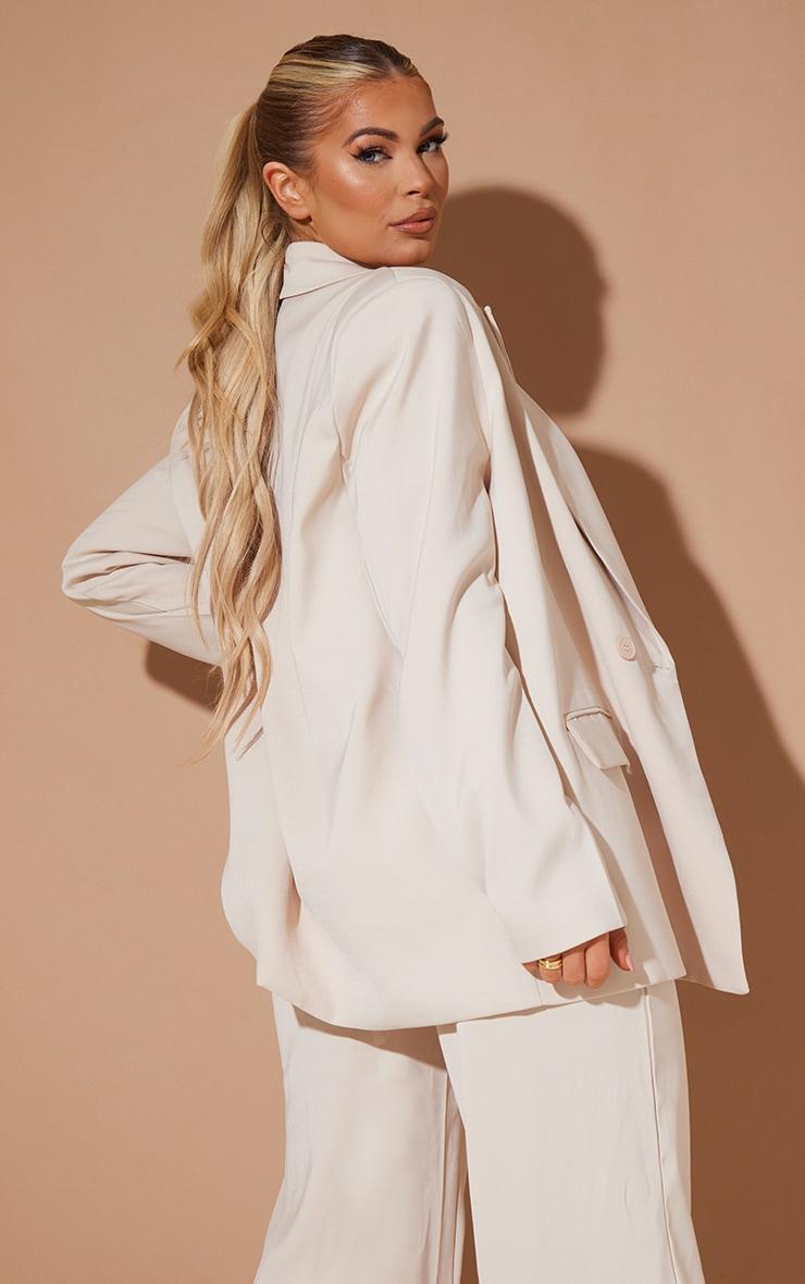 Stone Woven Extreme Oversized Shoulder Pad Pocket Blazer Product Image