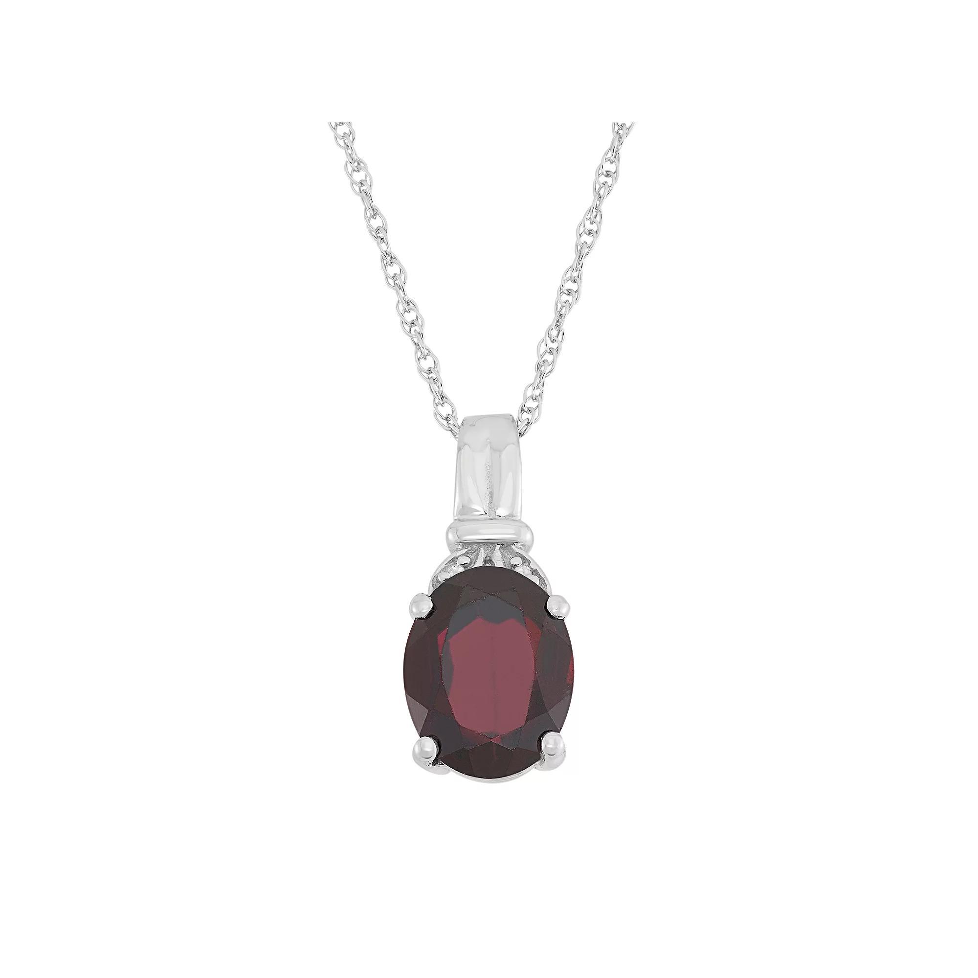 Jewelexcess Garnet & Diamond Accent Sterling Silver Pendant Necklace, Women's, Size: 18", Red Product Image