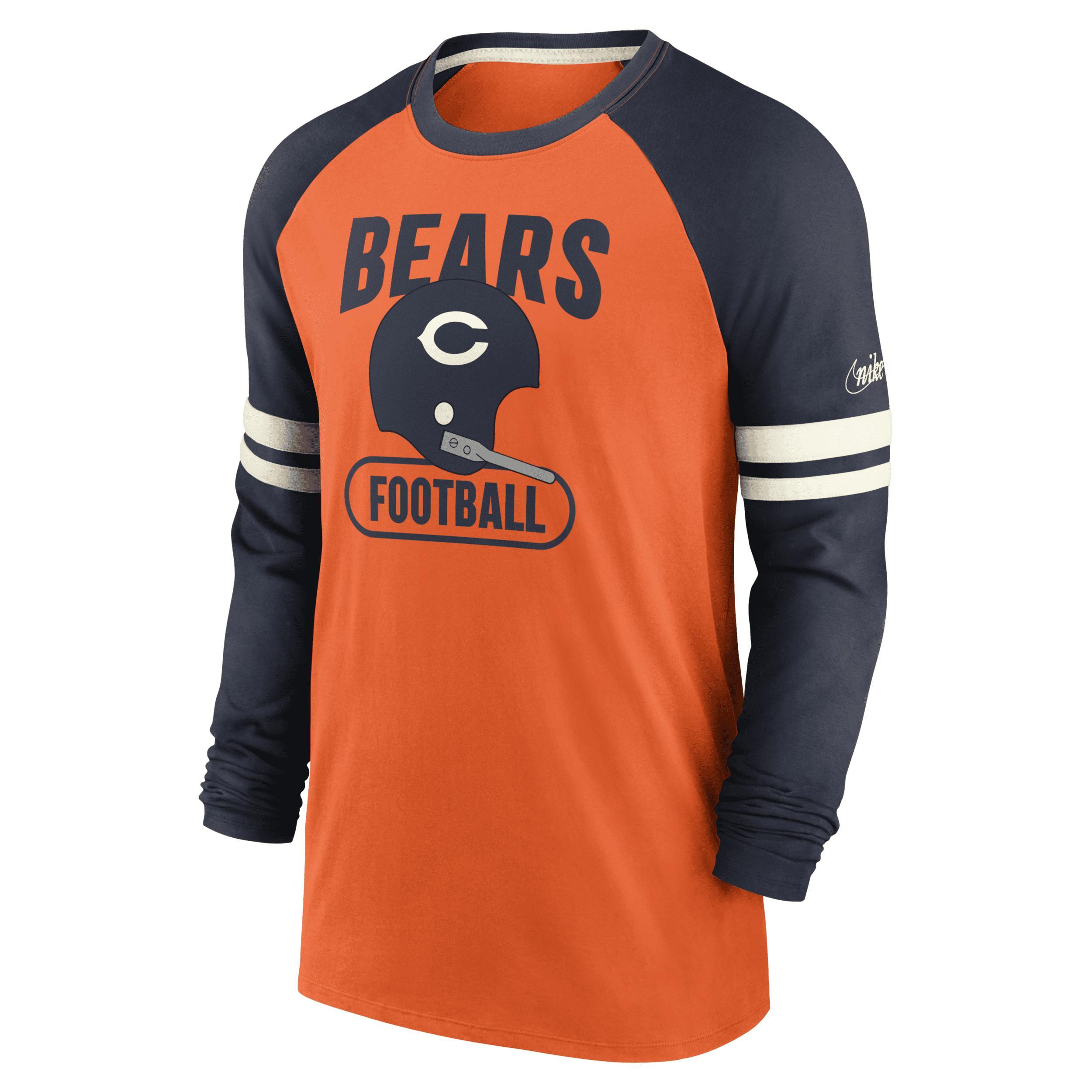 Mens Nike /Navy Chicago Bears Throwback Raglan Long Sleeve T-Shirt Product Image