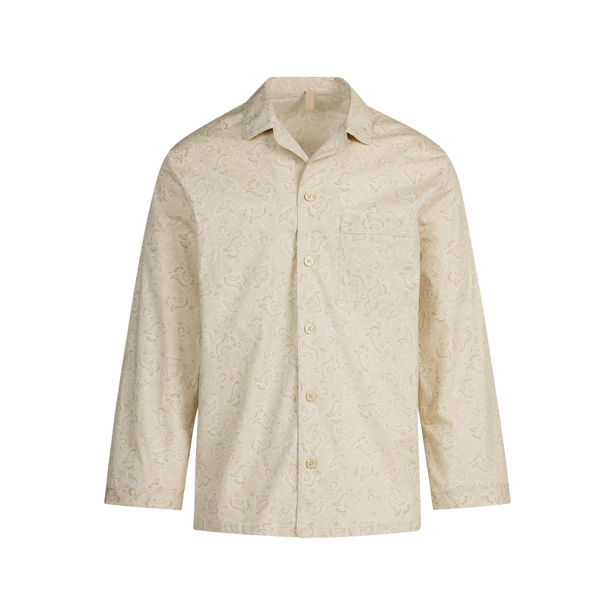 COTTON POPLIN MENS LONG SLEEP SET | TAN PAISLEY PRINT Product Image