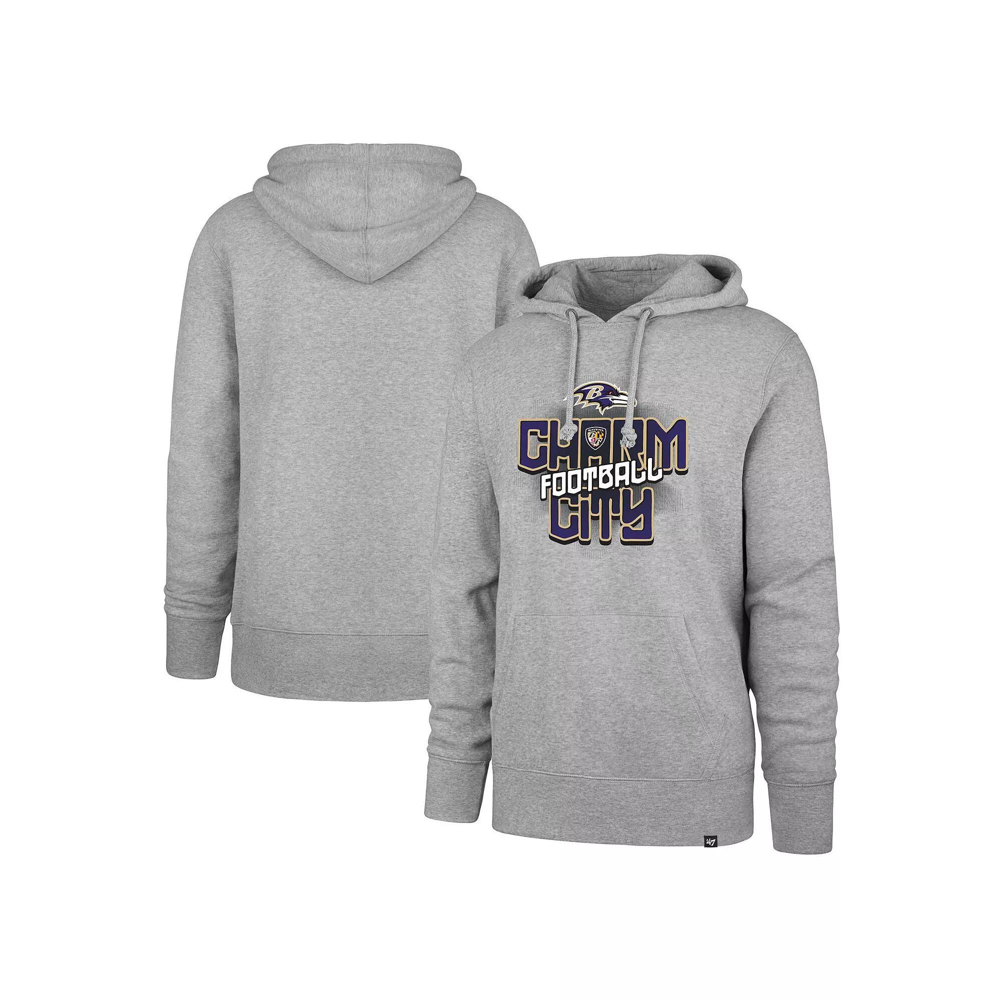 Men's '47 Gray Baltimore Ravens Regional Headline Pullover Hoodie, Size: Small, Grey Product Image