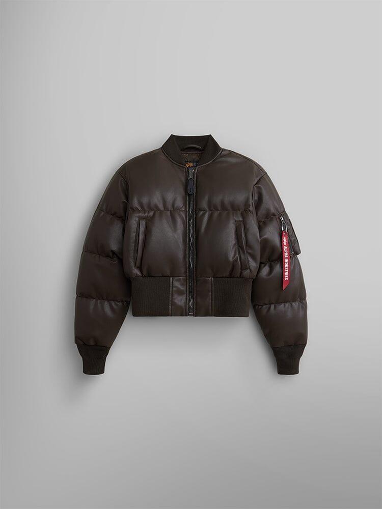 WOMEN'S SIERRA FAUX LEATHER SHORT PUFFER JACKET - CHOCOLATE / XS Product Image
