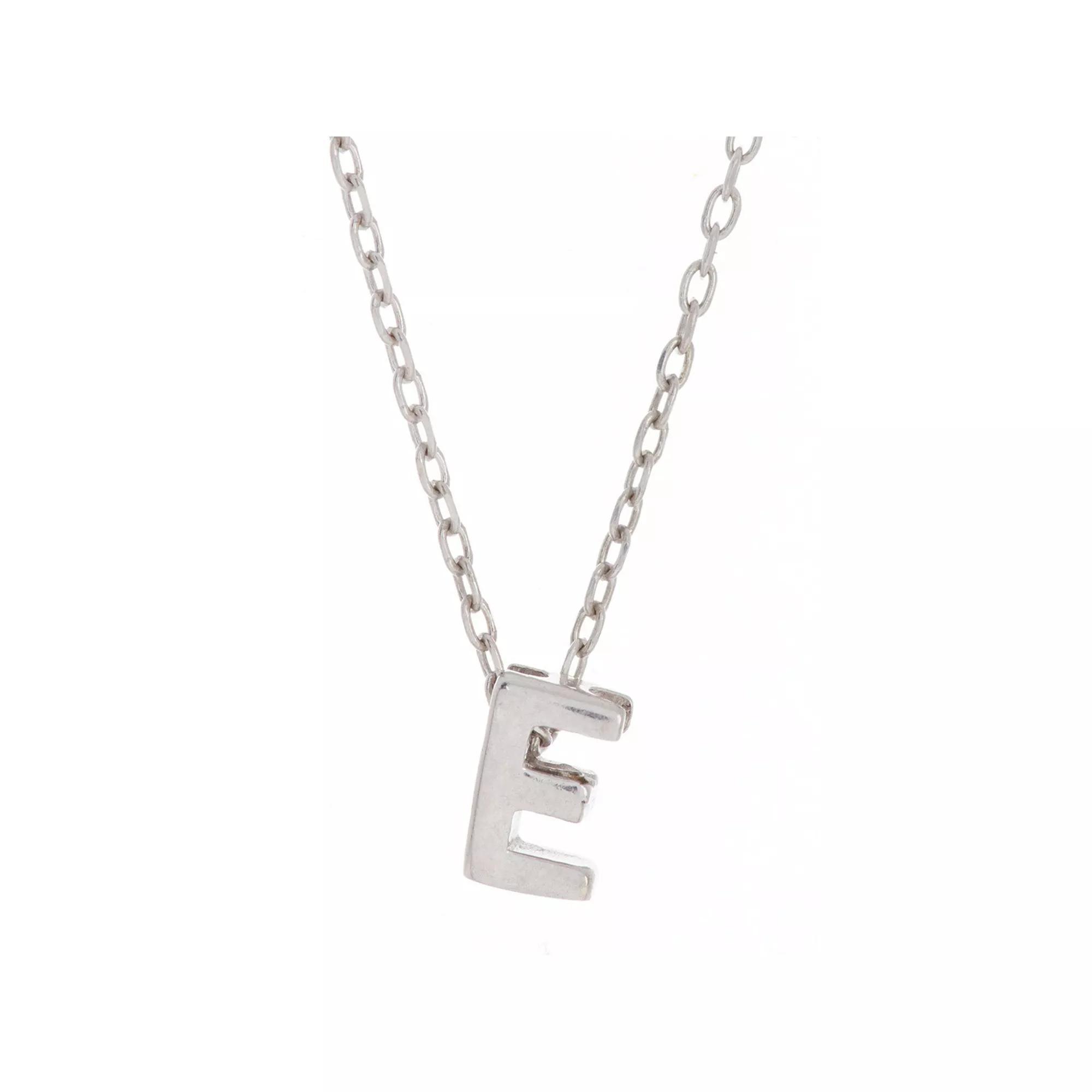 Adornia Mini Initial Pendant Necklace, Women's, Silver Tone E Product Image