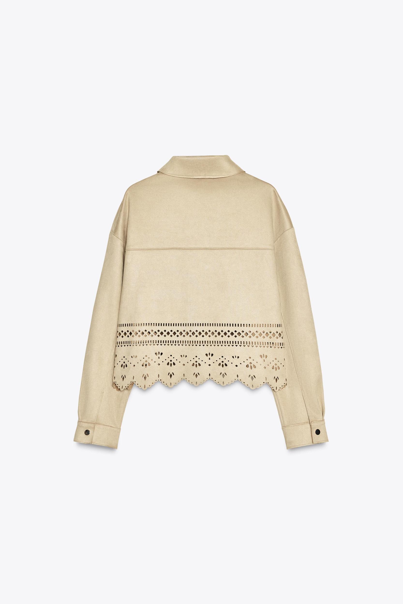 DIE-CUT FAUX SUEDE JACKET Product Image