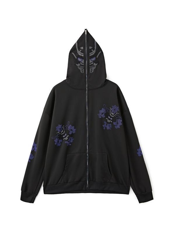 Street Rhinestone Print Oversized Hoodie Product Image