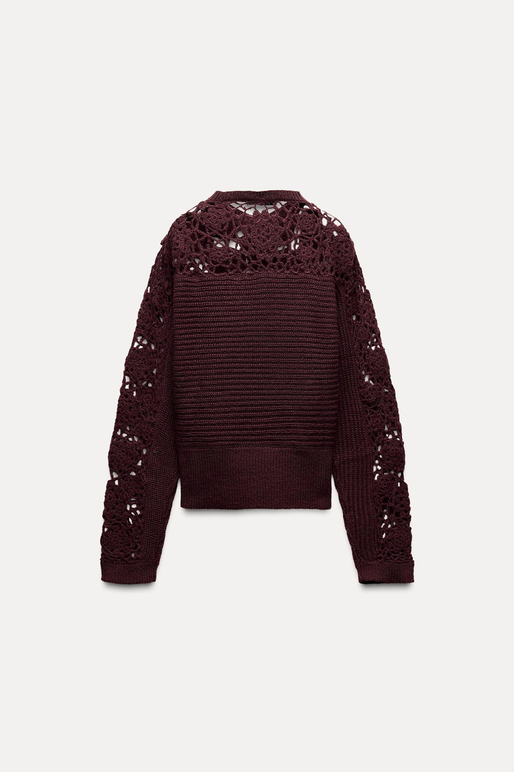 MATCHING CROCHET KNIT SWEATER Product Image