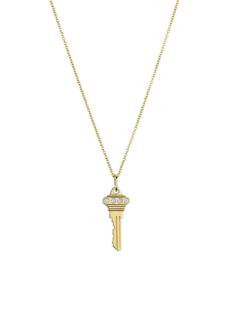 Womens Key 18K Yellow Gold & 0.05 TCW Diamond Necklace Product Image