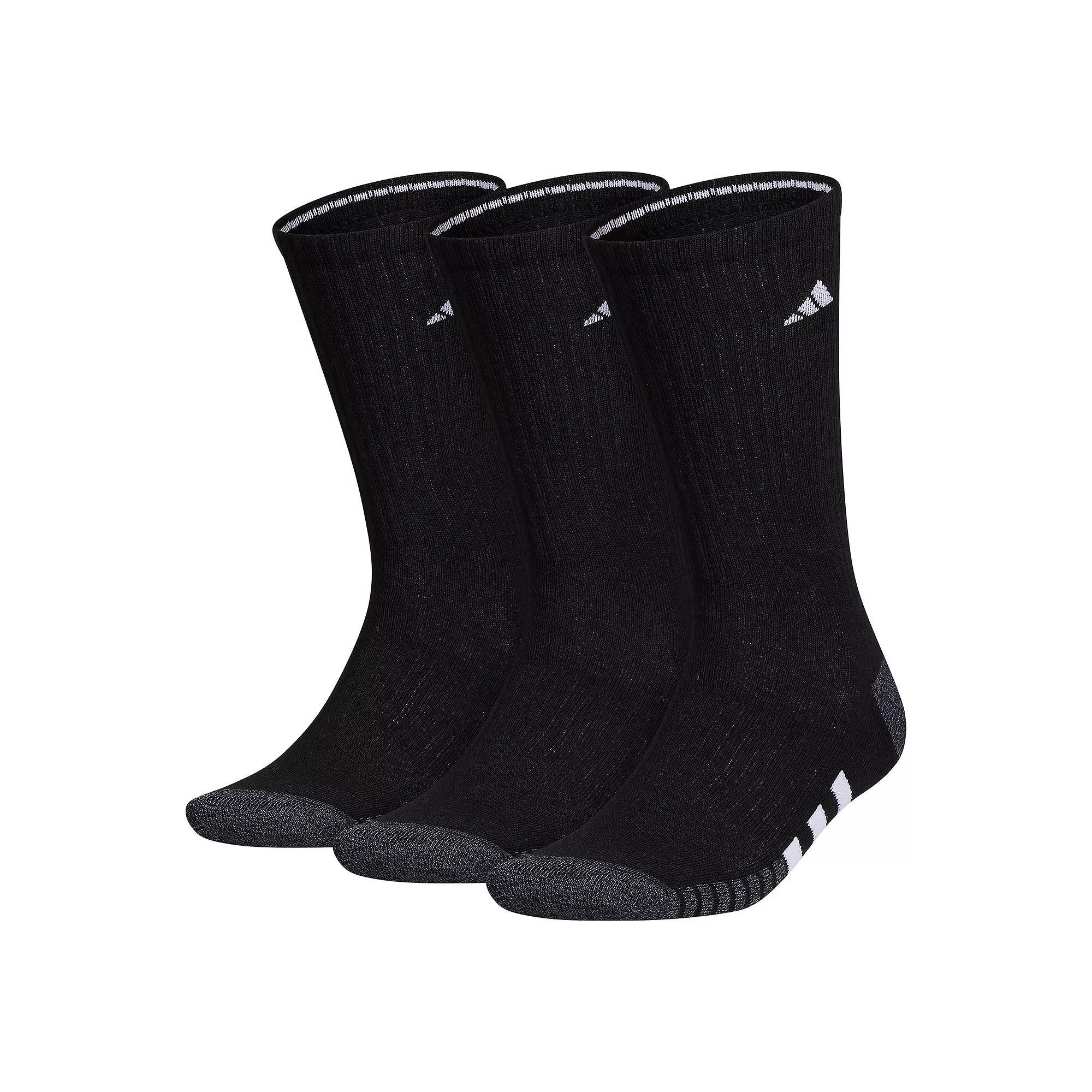Men's adidas Cushioned 3.0 3-Pack Crew Socks, Size: 12-15, Black Product Image