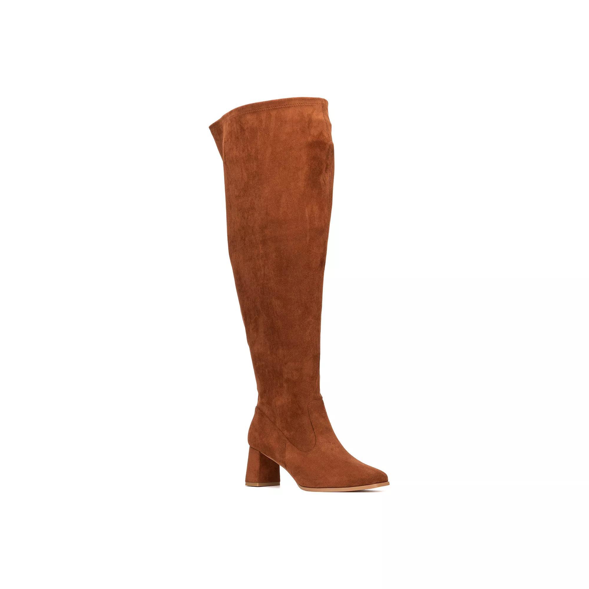 Fashion to Figure Natalia Womens Extra Wide Calf Knee-High Boots Red Product Image