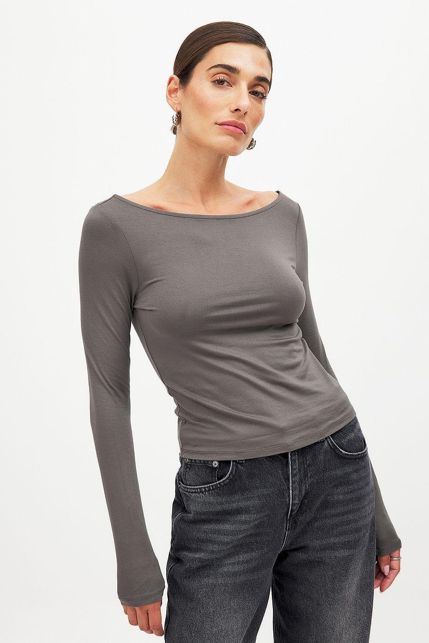 Boat Neck Long Sleeve Top Product Image