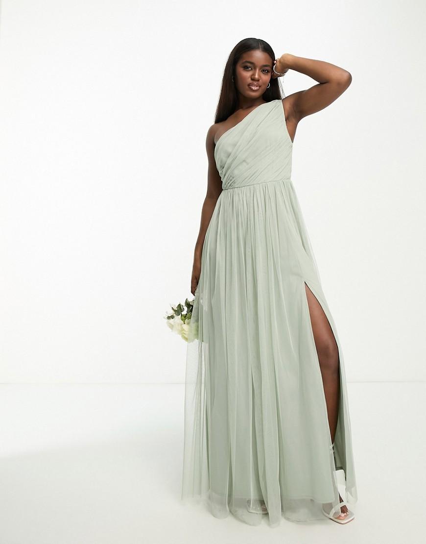 Anaya Bridesmaid tulle one shoulder maxi dress Product Image