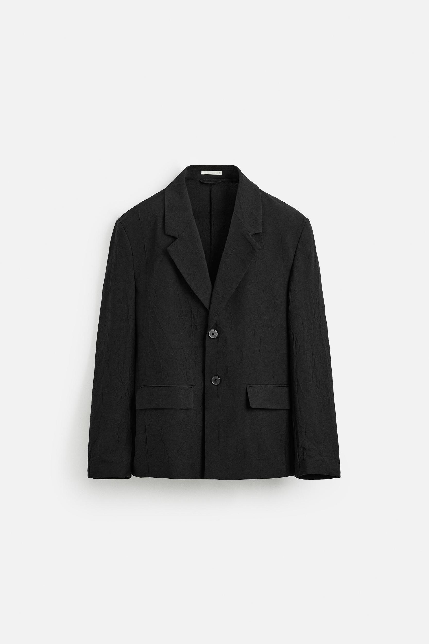 RELAXED FIT WRINKLED JACQUARD BLAZER Product Image