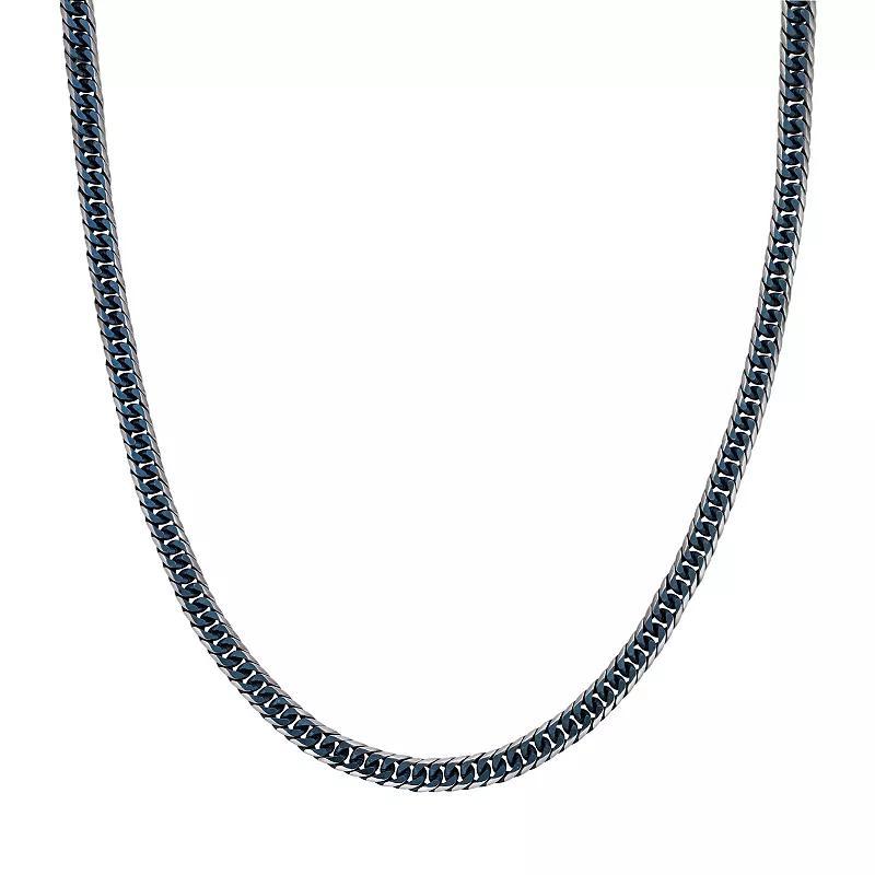 Mens LYNX Ion-Plated Stainless Steel Curb Chain Necklace Blue Tone Product Image