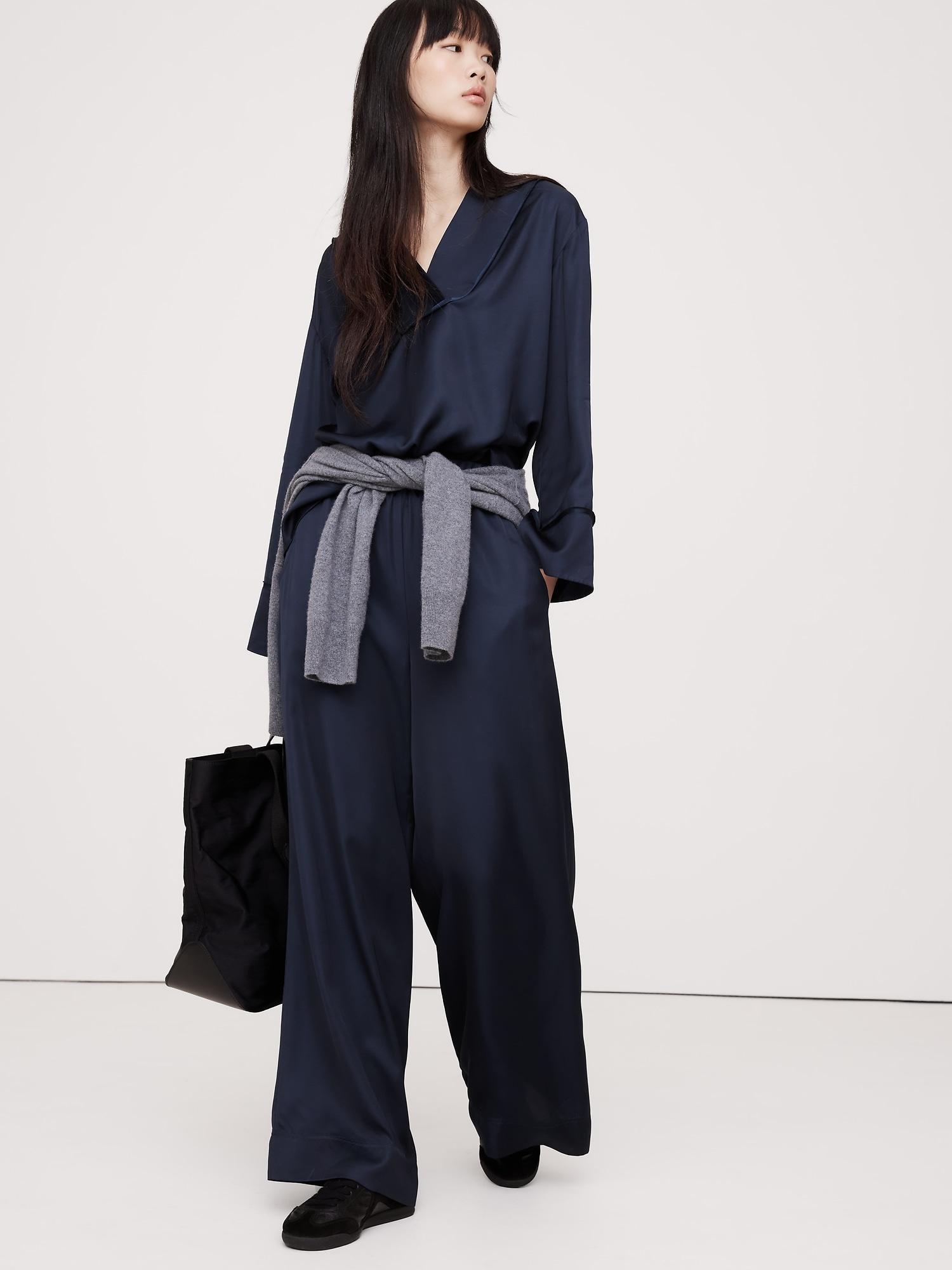 Pull-On Wide Leg Satin Pant Product Image