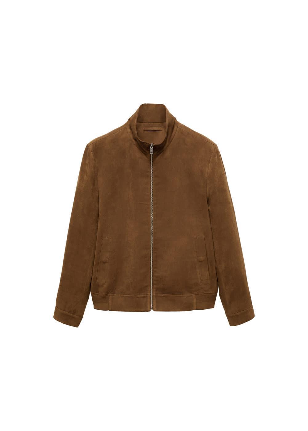 Suede-effect jacket with zip - Men | MANGO USA Product Image