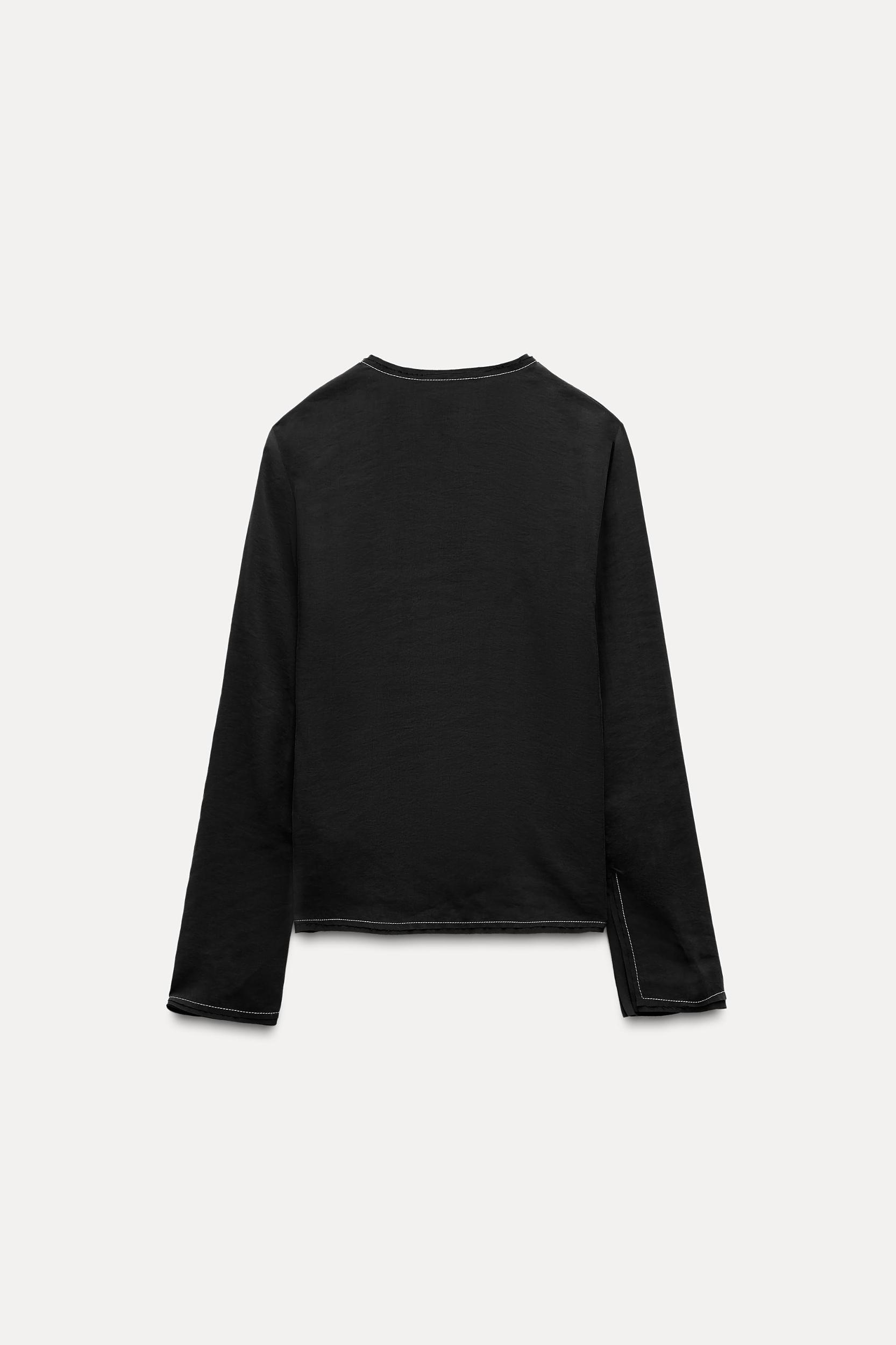 TIED TOPSTITCHING BLOUSE ZW COLLECTION Product Image