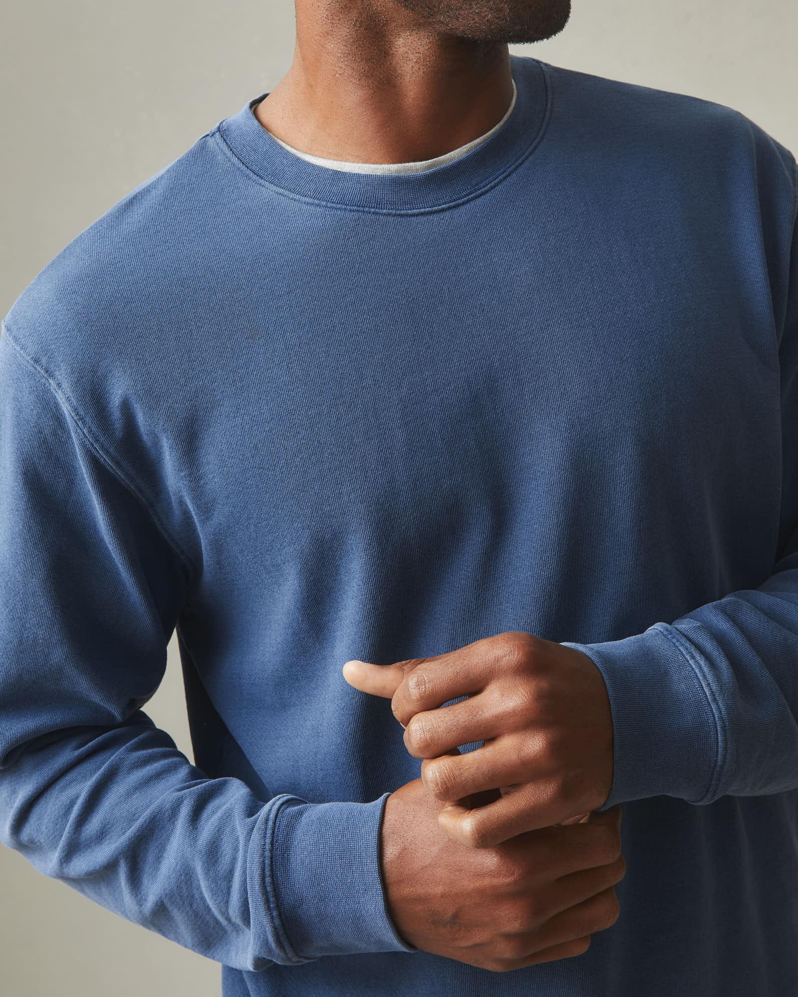 Men's Vintage Washed Relaxed French Terry Crew - Eclipse Blue Product Image