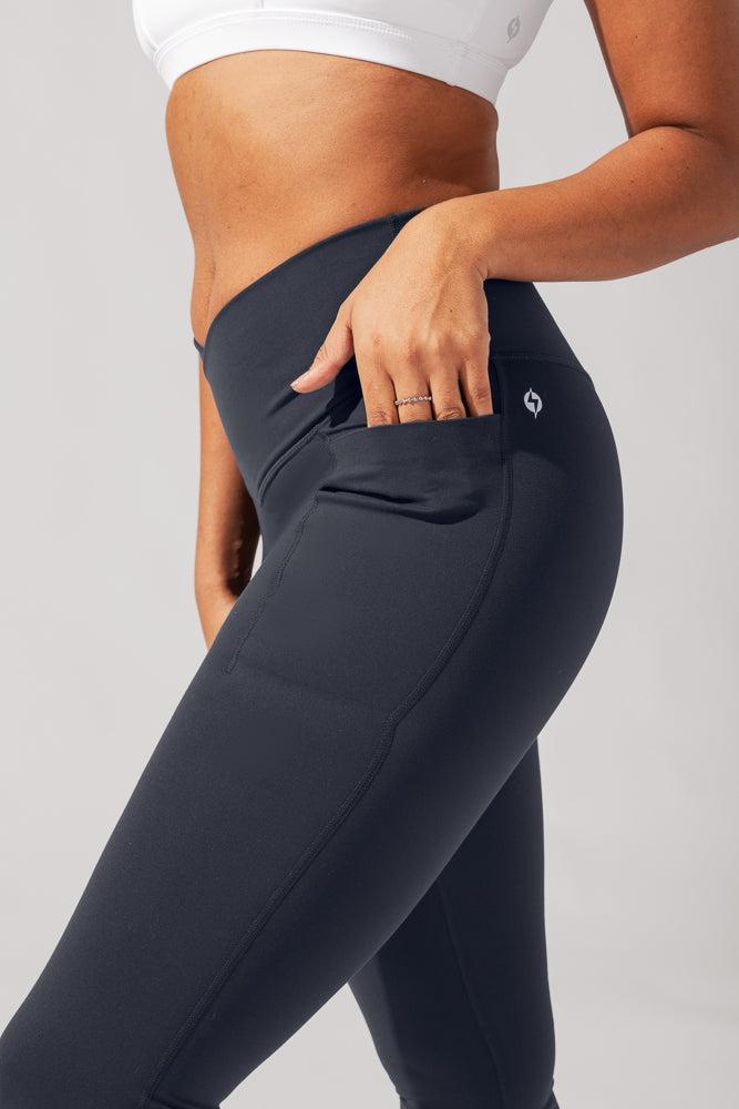 Crisscross Hourglass® Flared Leggings with Pockets - Winter Plum Product Image