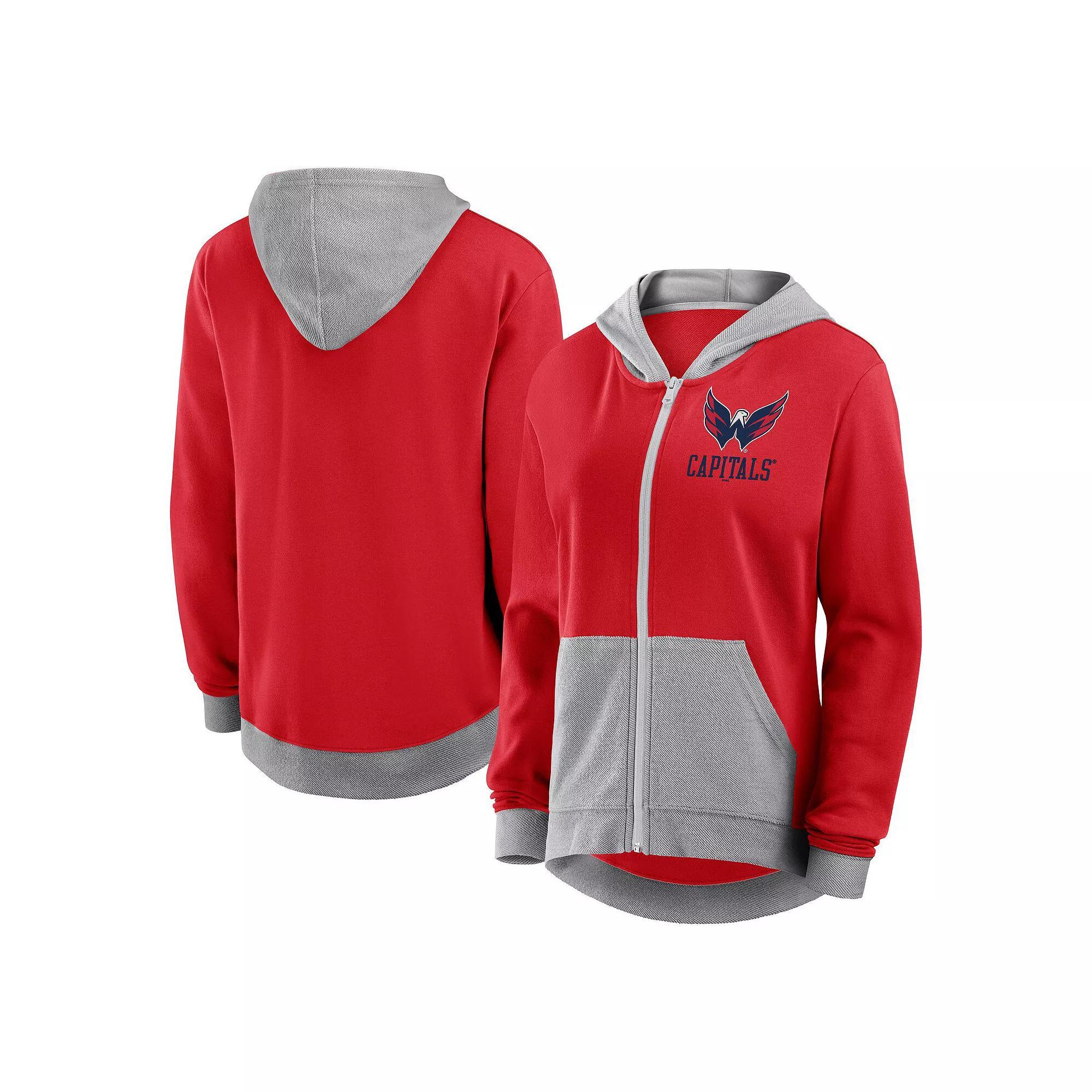 Women's  Red Washington Capitals Hit It French Terry Full-Zip Hoodie, Size: 2XL Product Image