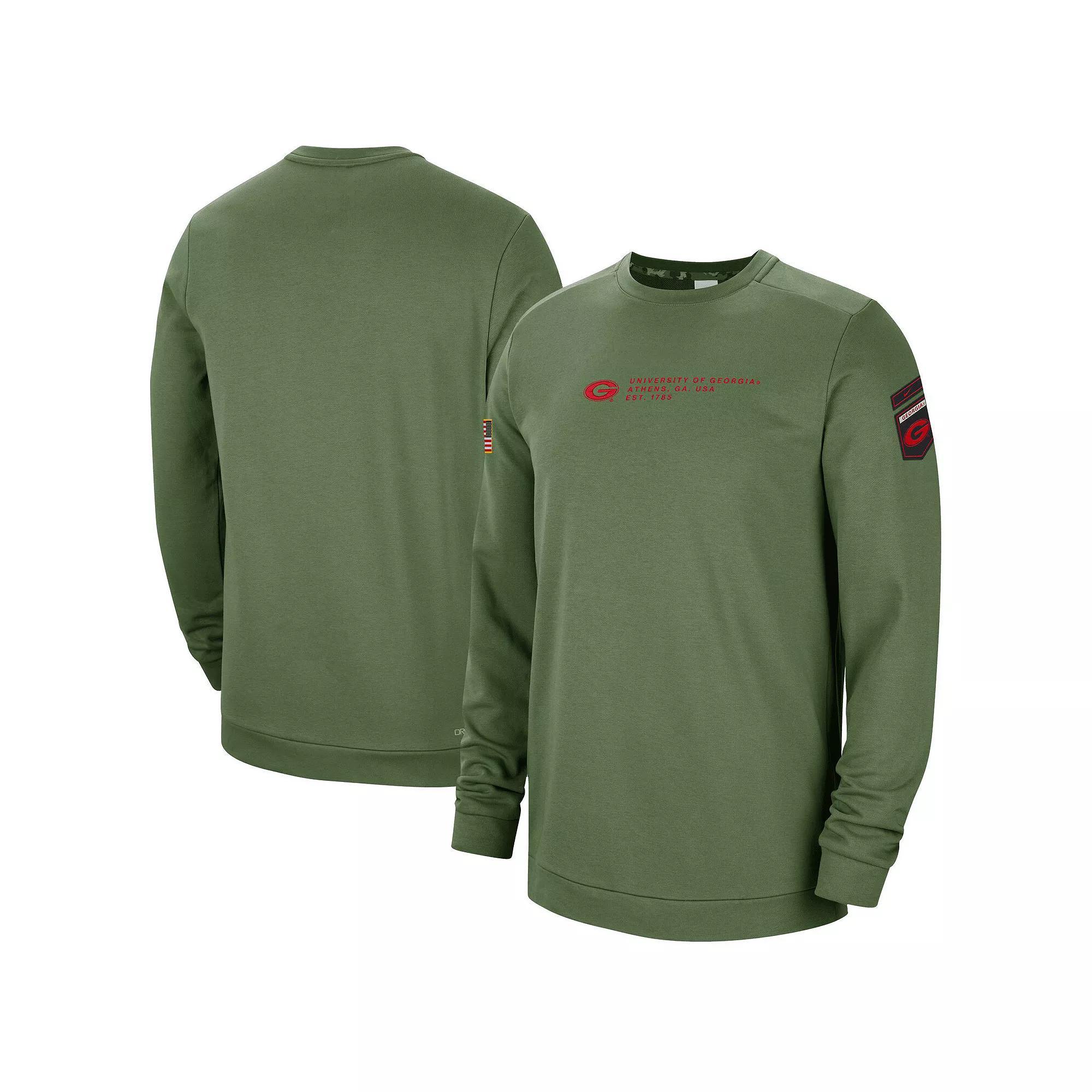 Men's Nike Olive Georgia Bulldogs Military Pullover Sweatshirt, Size: Medium, Team Product Image