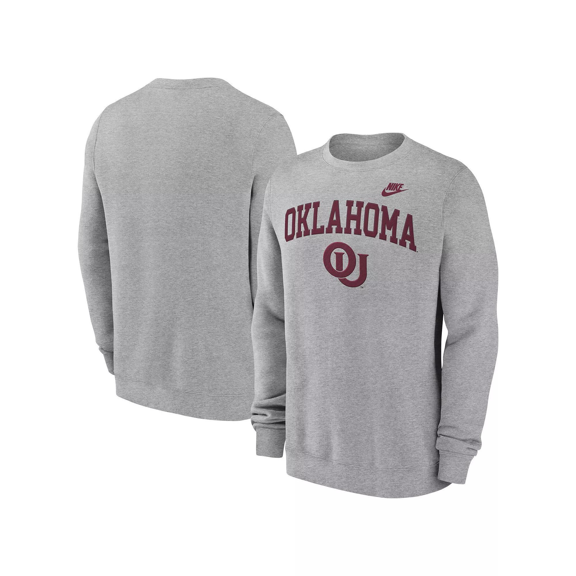 Mens Nike Heather Gray Oklahoma Sooners Legacy Classic Tackle Twill EmbroideredArch Over Logo Pullover Sweatshirt Product Image