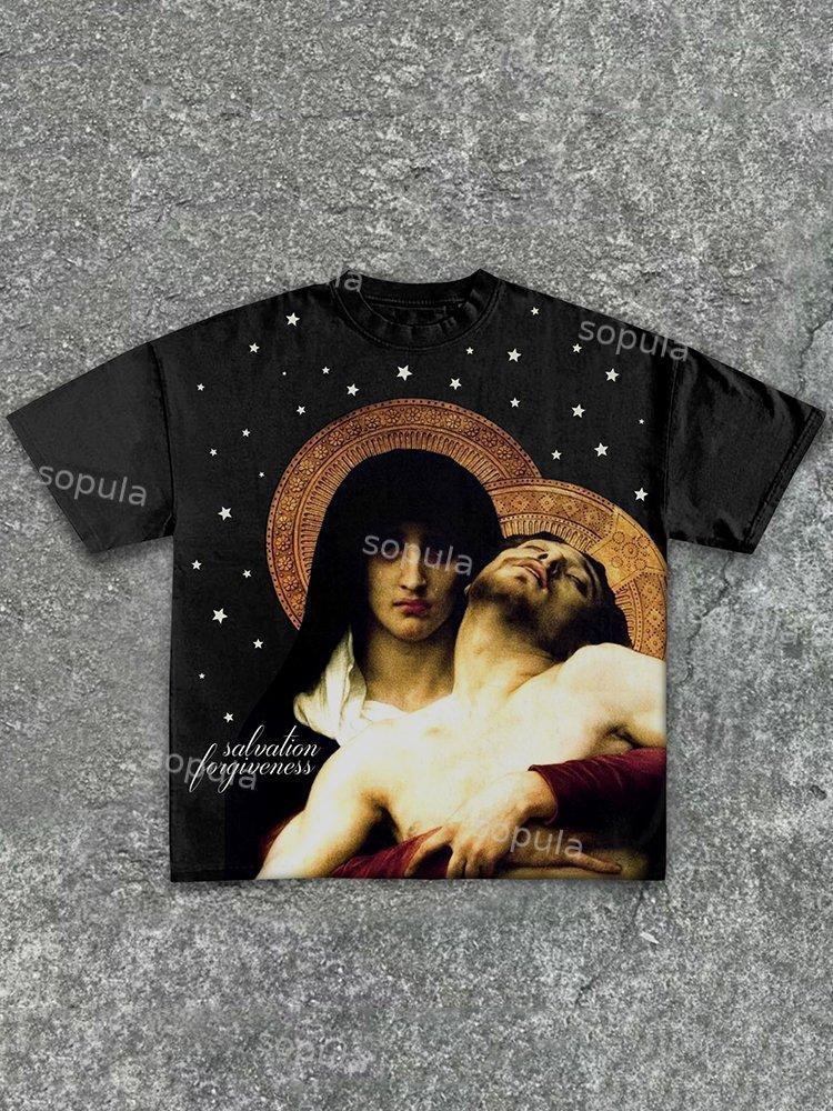 Sopula Jesus & God - Redemption And Forgiveness - Printed Graphic Cotton T-Shirt Product Image