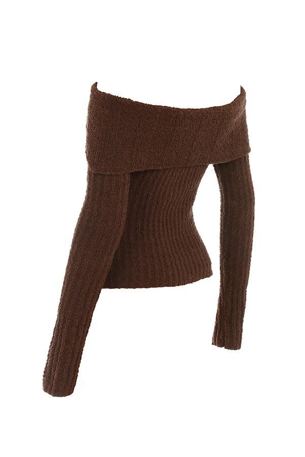 Saffron Chocolate Soft Boucle Knit Top Product Image