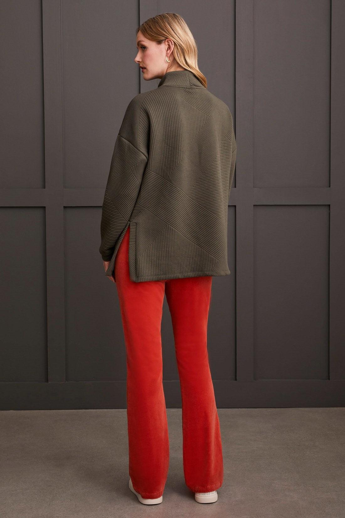 Quilted Knit Tunic w/ Side Slits- Spinach Product Image