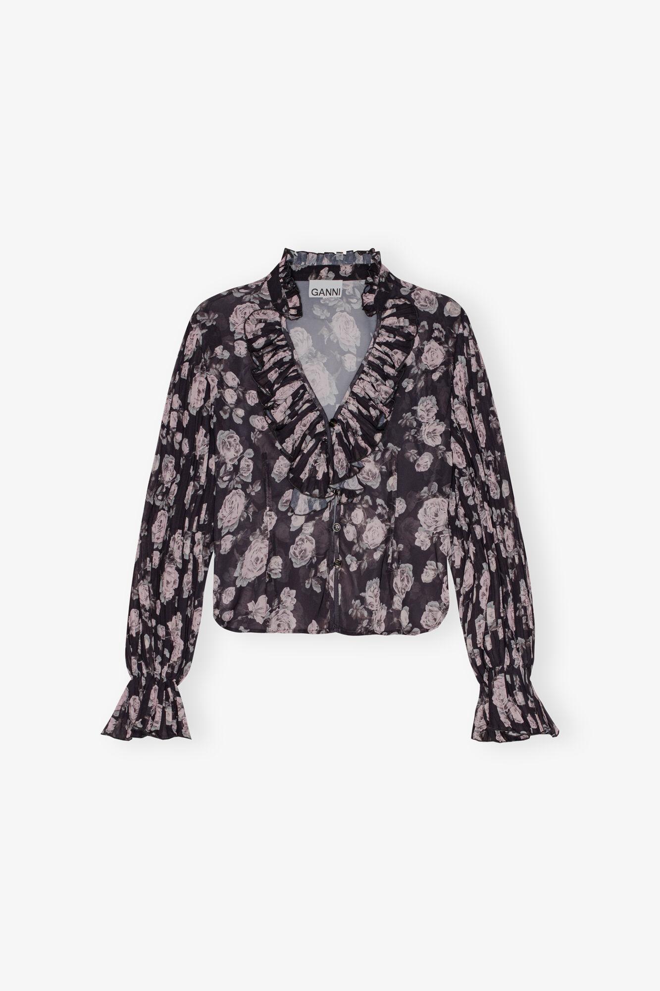 Floral Printed Pleated Georgette Blouse Product Image