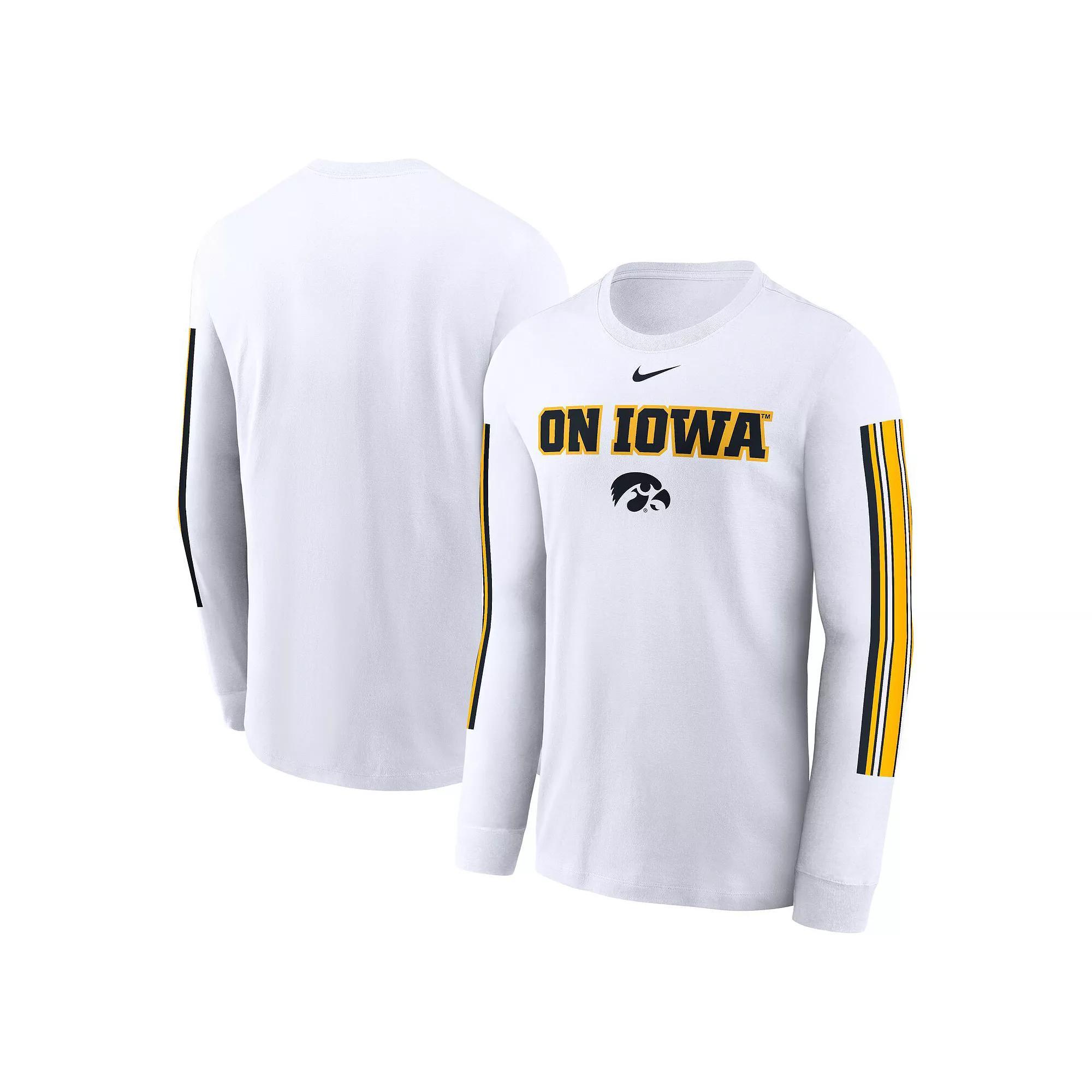 Men's Nike White Iowa Hawkeyes Local Spirit Slogan Long Sleeve T-Shirt, Size: 2XL Product Image