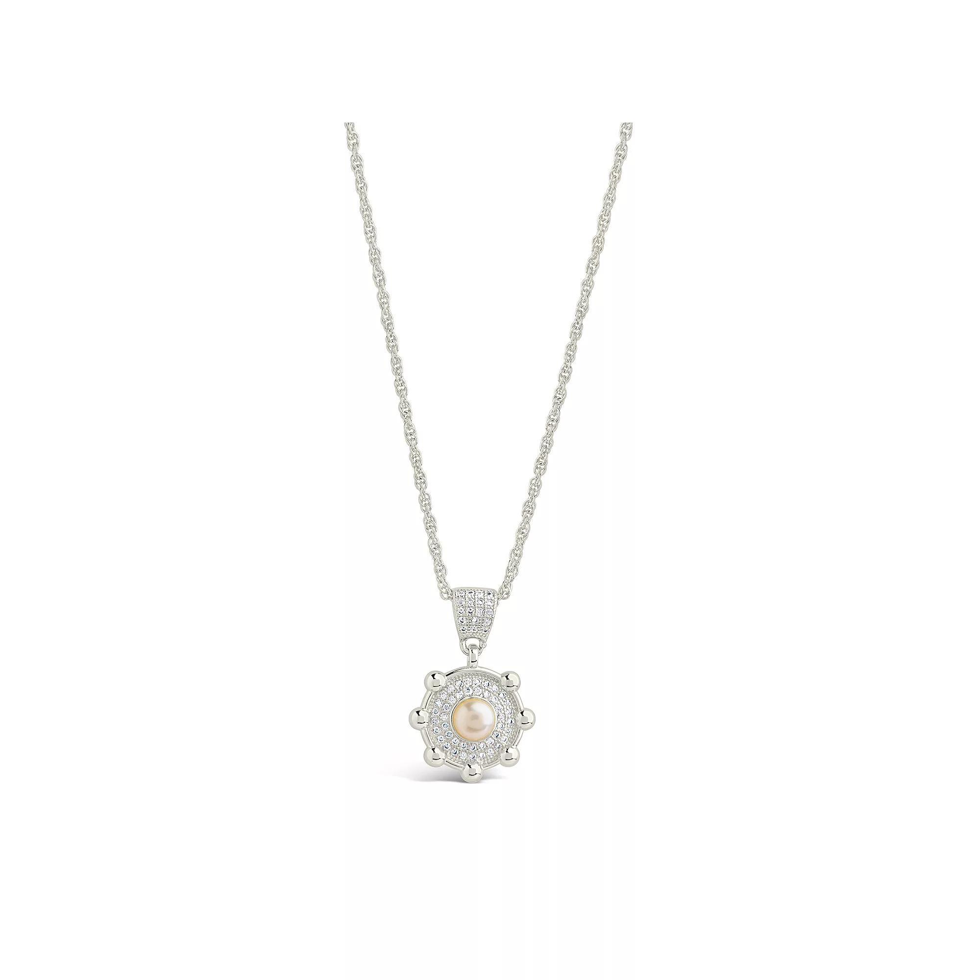 MC Collective Cubic Zirconia & Dyed Simulated Pearl Pendant Necklace, Women's, Size: 16-18" ADJ, Silver Tone Product Image