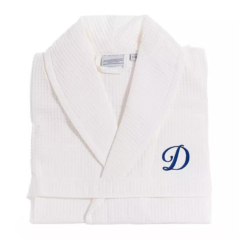 Linum Home Textiles Turkish Cotton Personalized Waffle Weave Bathrobe, Women's, Size: Small/Medium, White Gray D Product Image