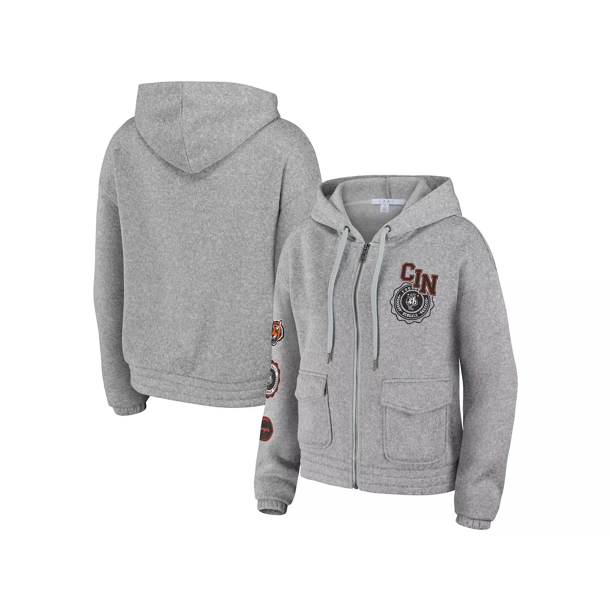 Women's WEAR by Erin Andrews Heather Gray Cincinnati Bengals Full-Zip Hoodie, Size: Medium, Grey Product Image