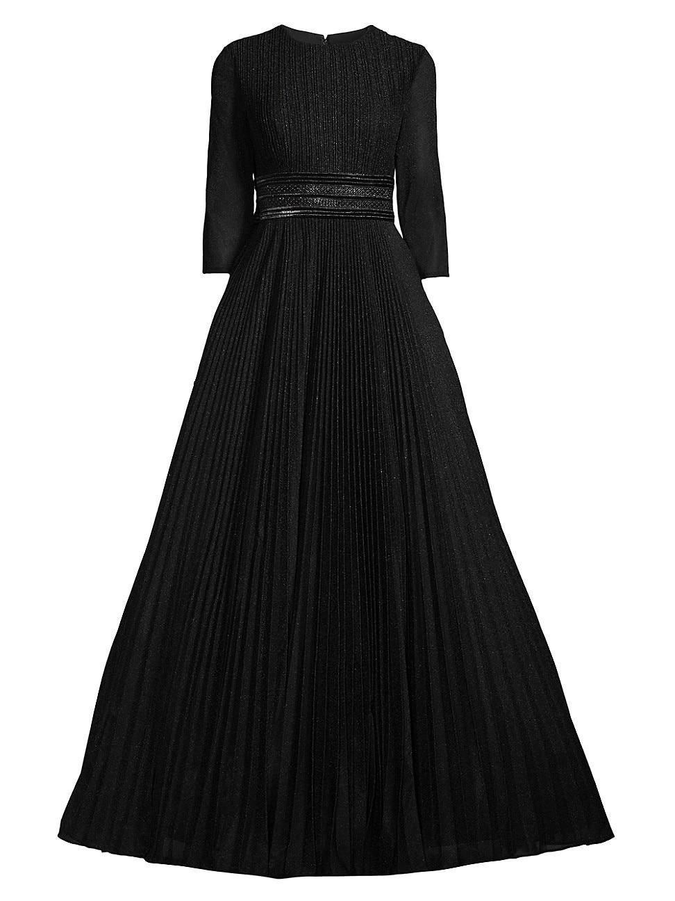 Womens Shimmering Pleated A-Line Gown Product Image