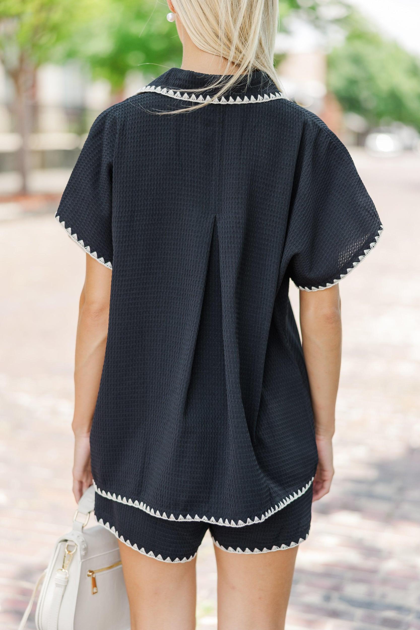 This Is The Moment Black Embroidered Blouse Female Product Image