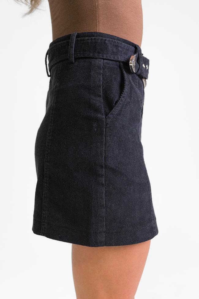 Just To See You Smile Black Belted Corduroy Skirt FINAL SALE Product Image