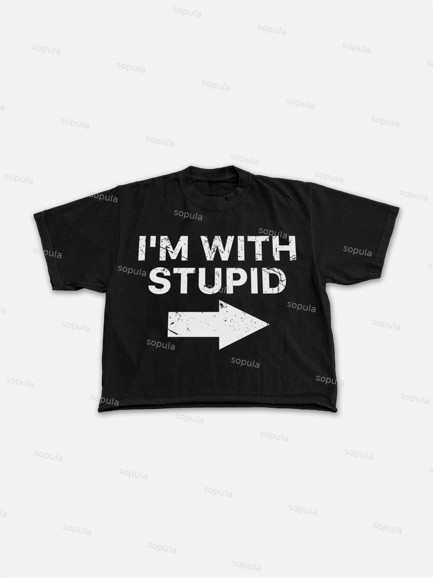 I'm With Stupid Vintage Graphic Cropped T-shirt Product Image
