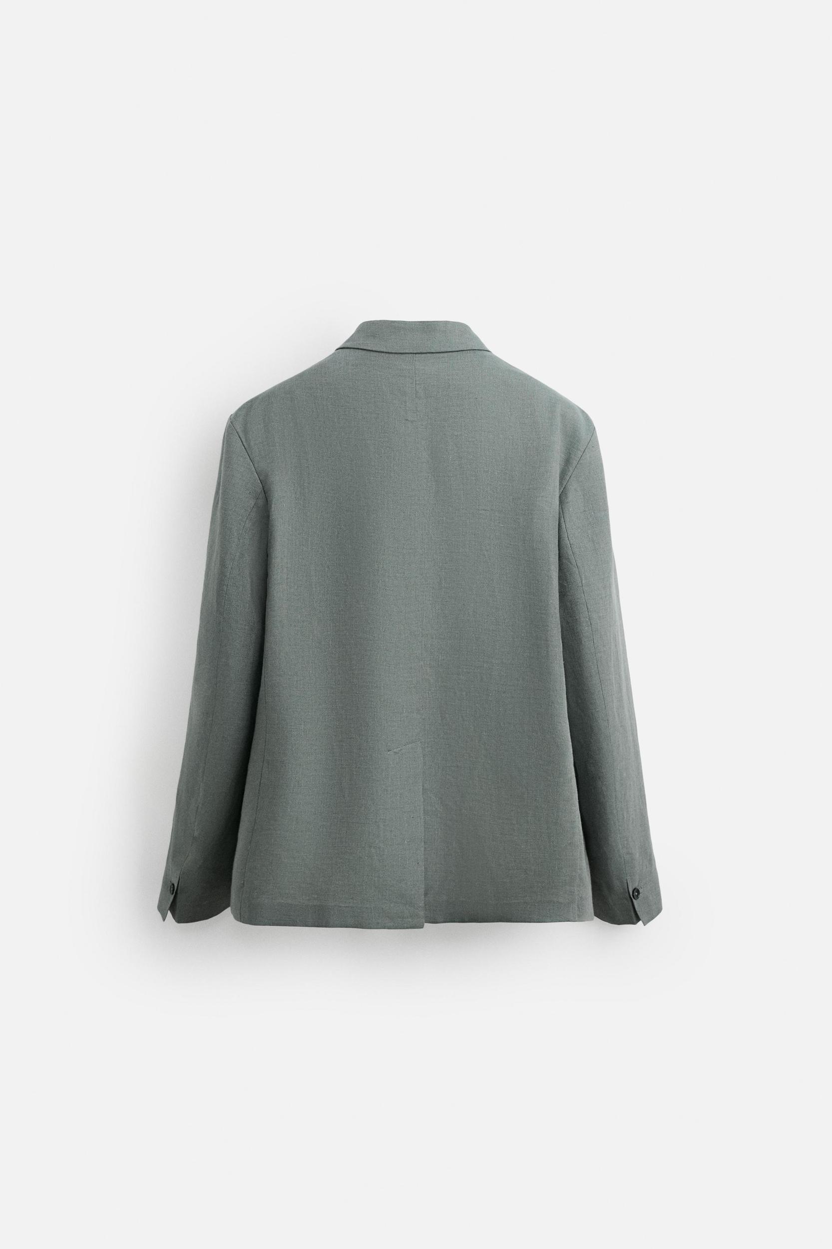 100% LINEN DOUBLE BREASTED SUIT BLAZER Product Image